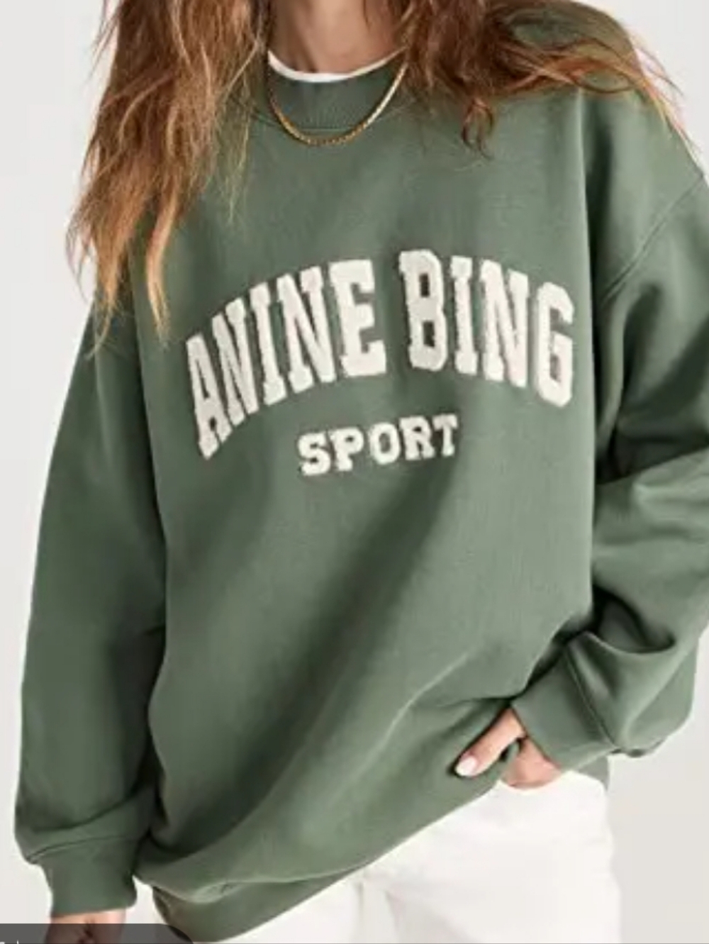 Anine Bing Green Crewneck Sweatshirt